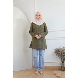 Zehra Pocket Top - Dark Blue / Brown / Black / Green Army / Maroon / Creme 